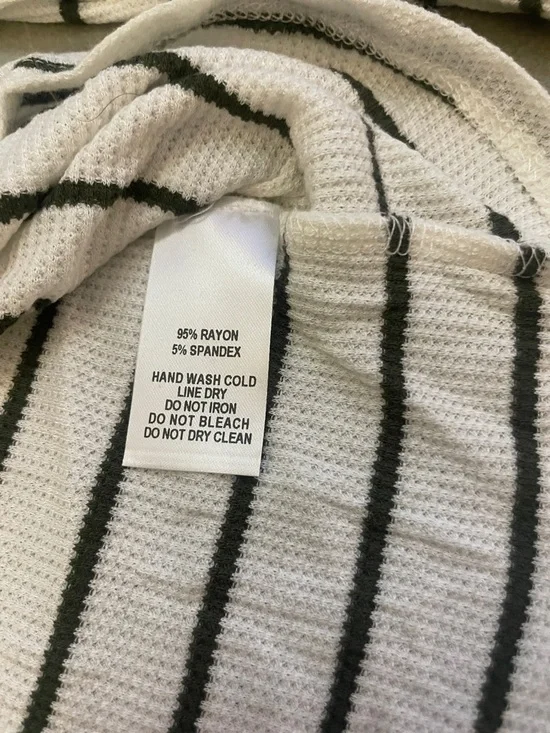 Lulus Basics Sydnee Cream And Olive Green Striped Long Sleeve Top White - Picture 4 of 6